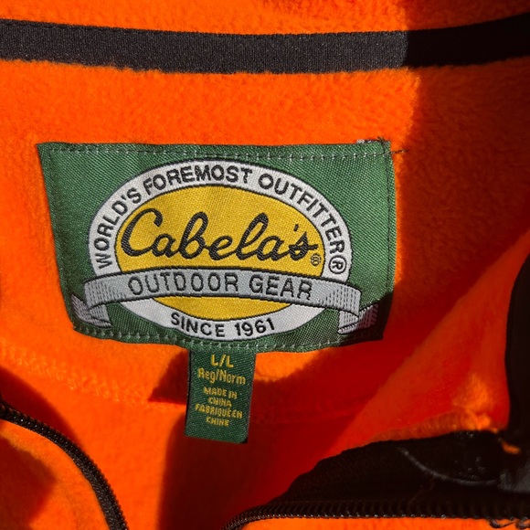 Cabela's Blaze Orange Jacket Large Men’s Ultra Soft Fleece Lightweight Hunting - Picture 2 of 8